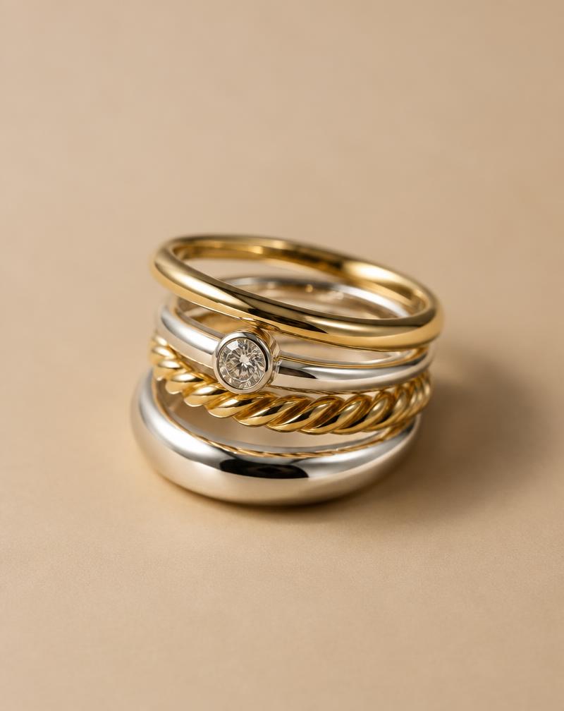 Mixed Metal Ring Stack